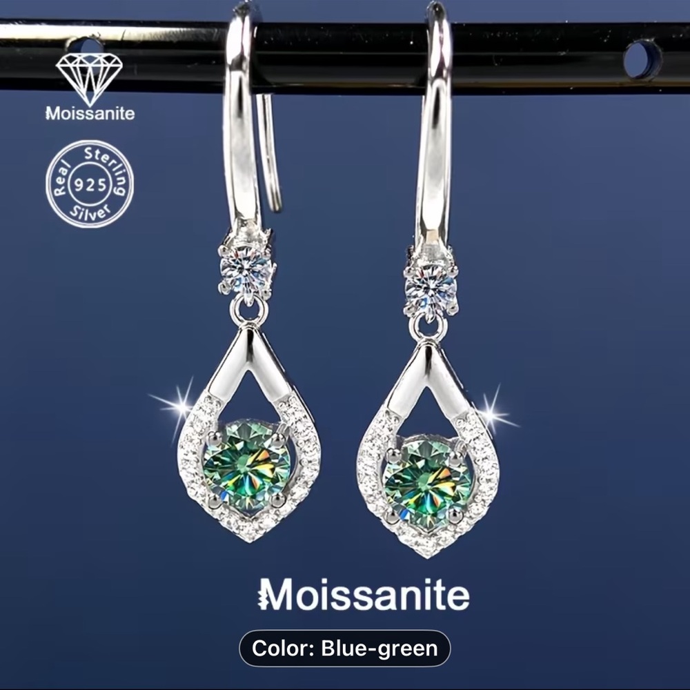 Sterling Silver Blue-Green Drop Earrings